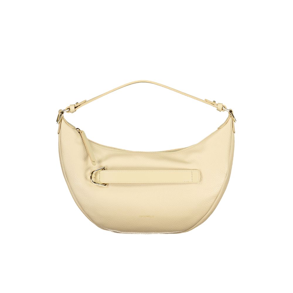 Beige Leather Handbag with Adjustable Strap by COCCINELLE