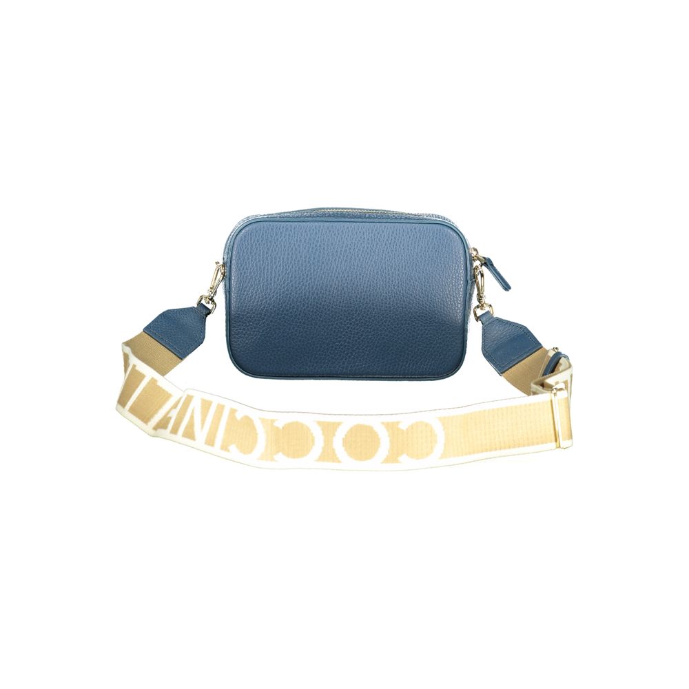 Blue Leather Handbag with Adjustable Strap