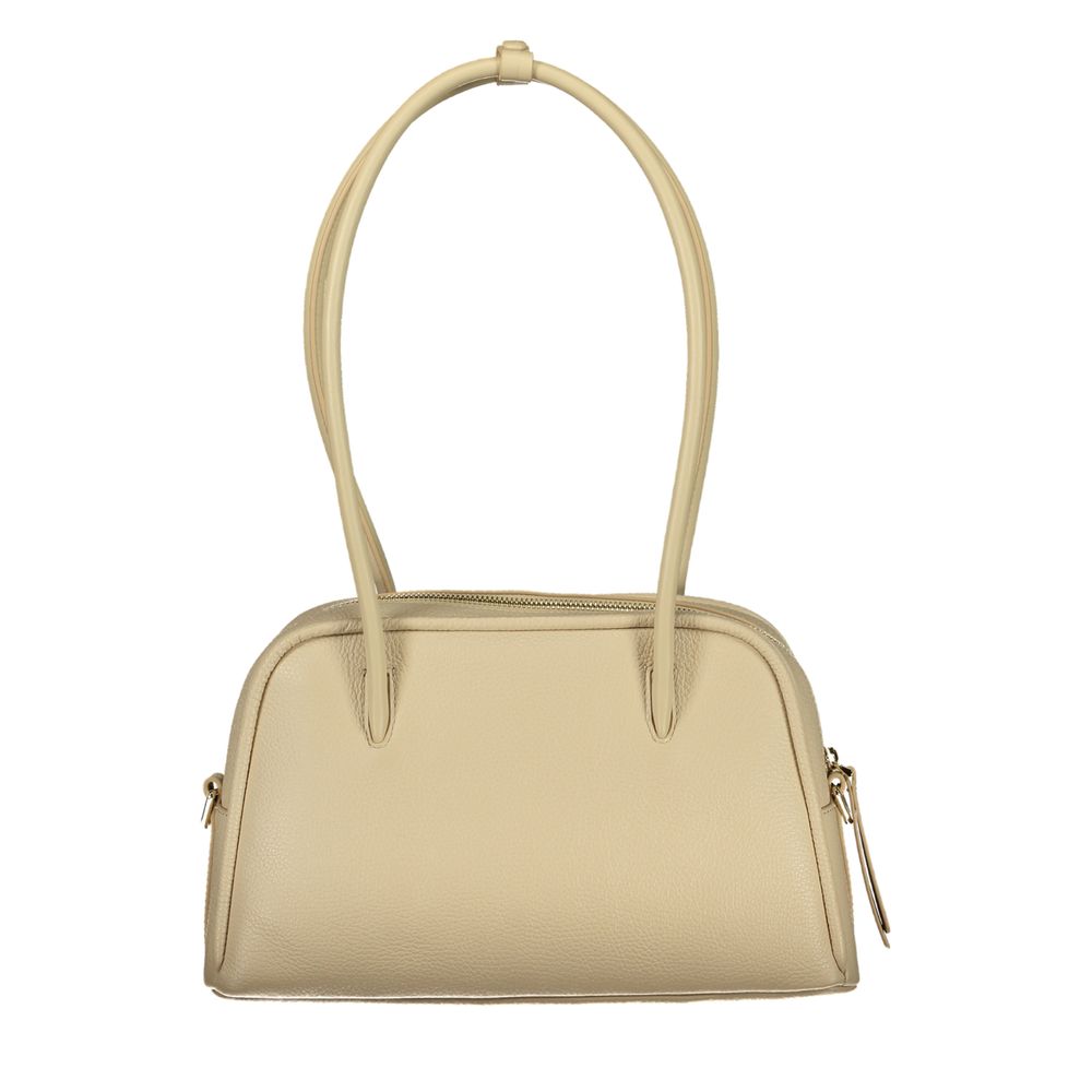 Beige Leather Handbag with Shoulder Handles by Coccinelle