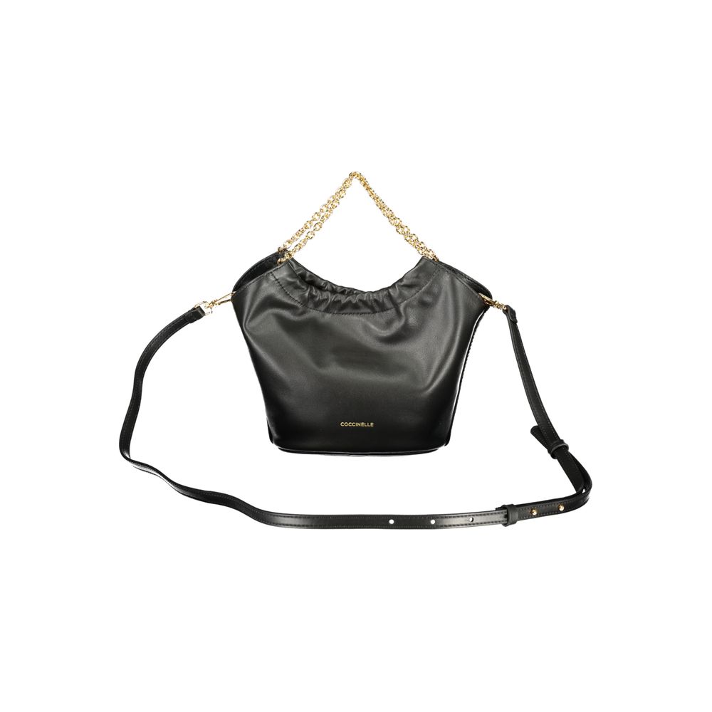 Black Leather Handbag with Chain Handles by Coccinelle