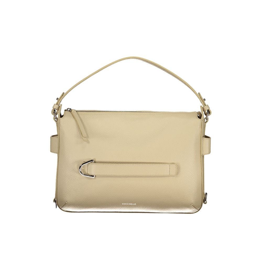 Beige Leather Handbag with Removable Straps