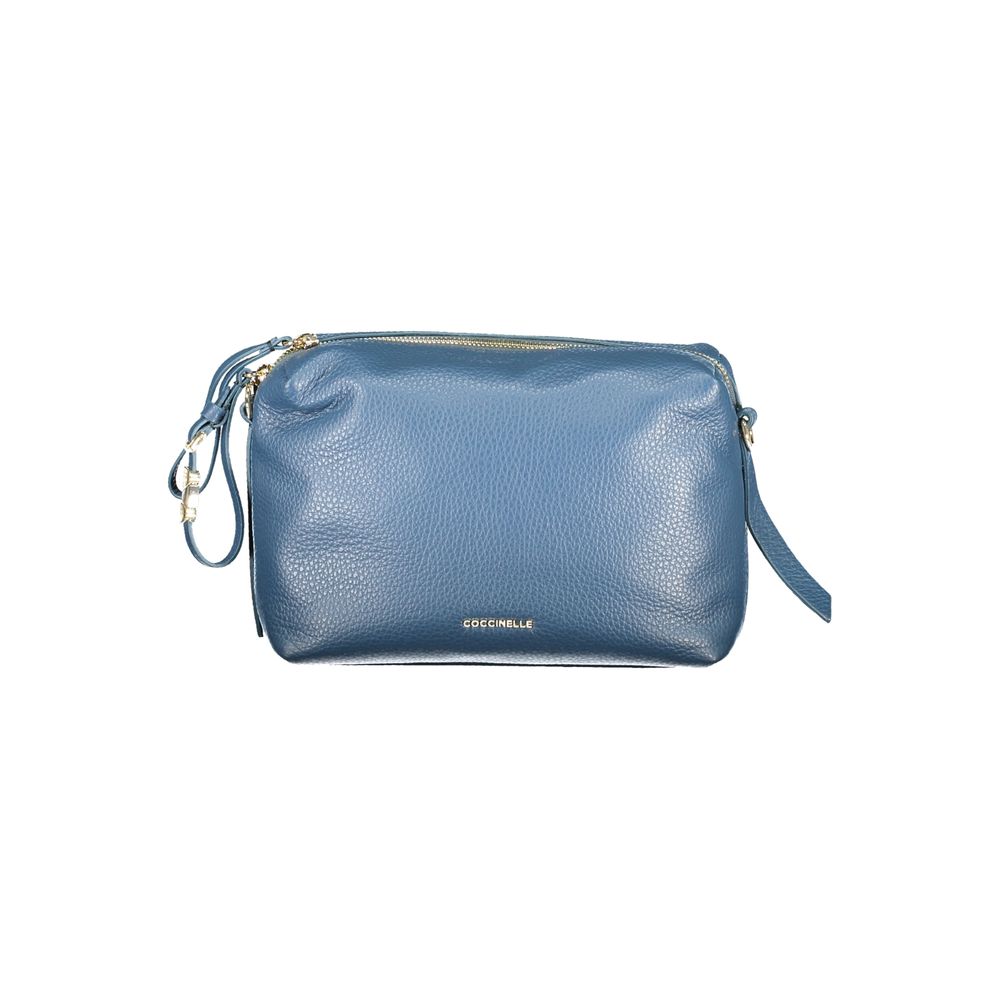 Blaue Leder-Umhängetasche mit verstellbarem Riemen