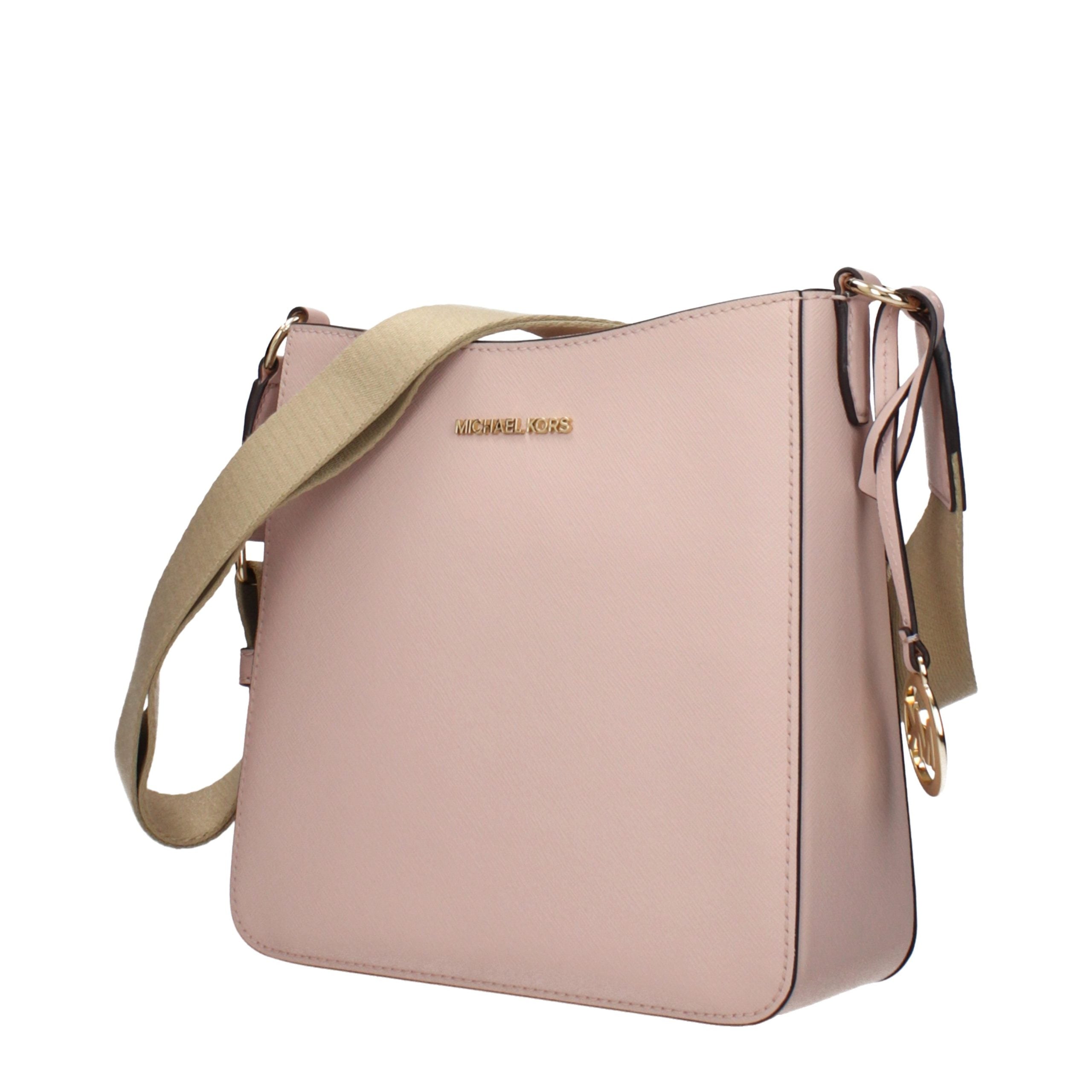 Pink Leather Shoulder Bag with Adjustable Strap