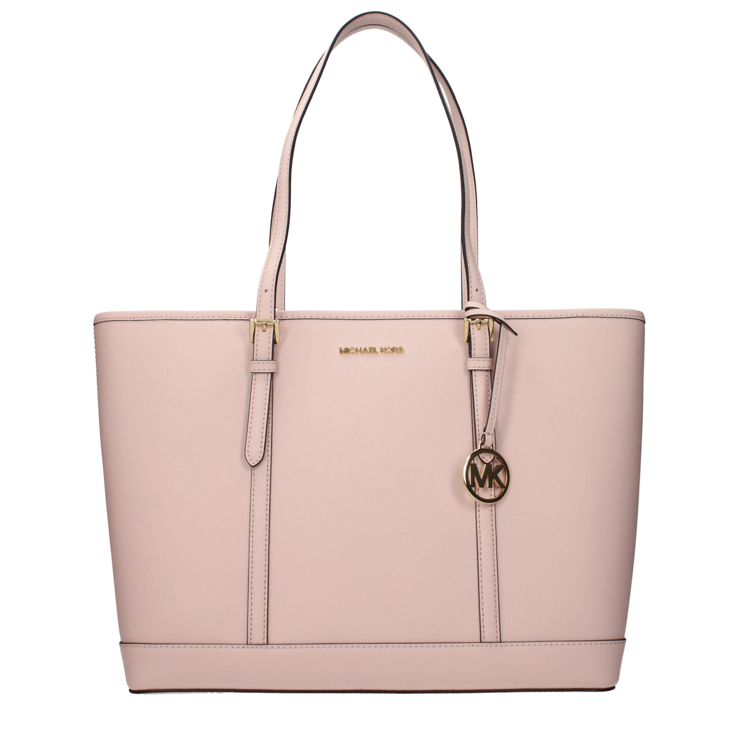 Pink Leather Shoulder Bag with Adjustable Handle by Michael Kors