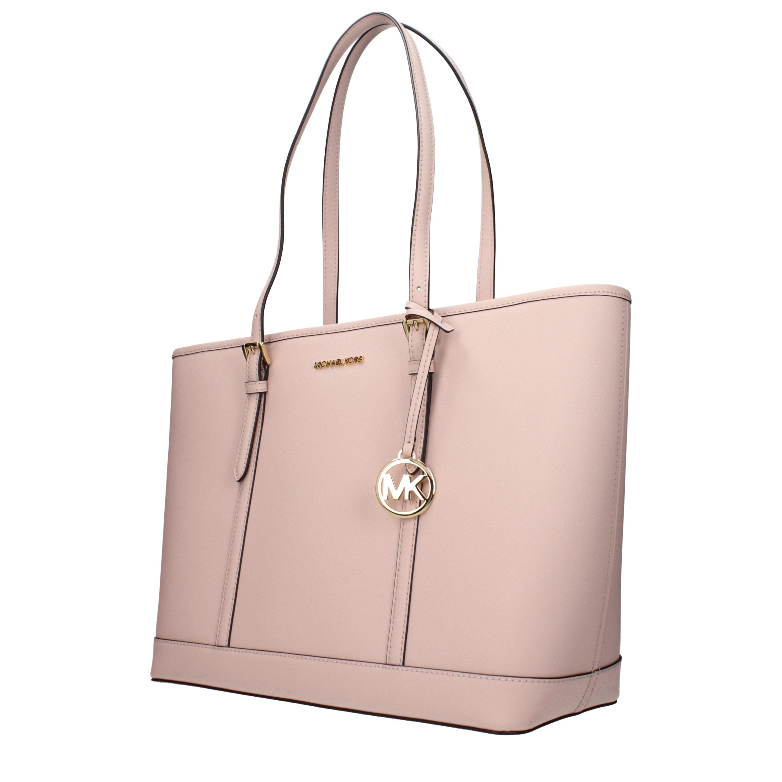 Pink Leather Shoulder Bag with Adjustable Handle by Michael Kors