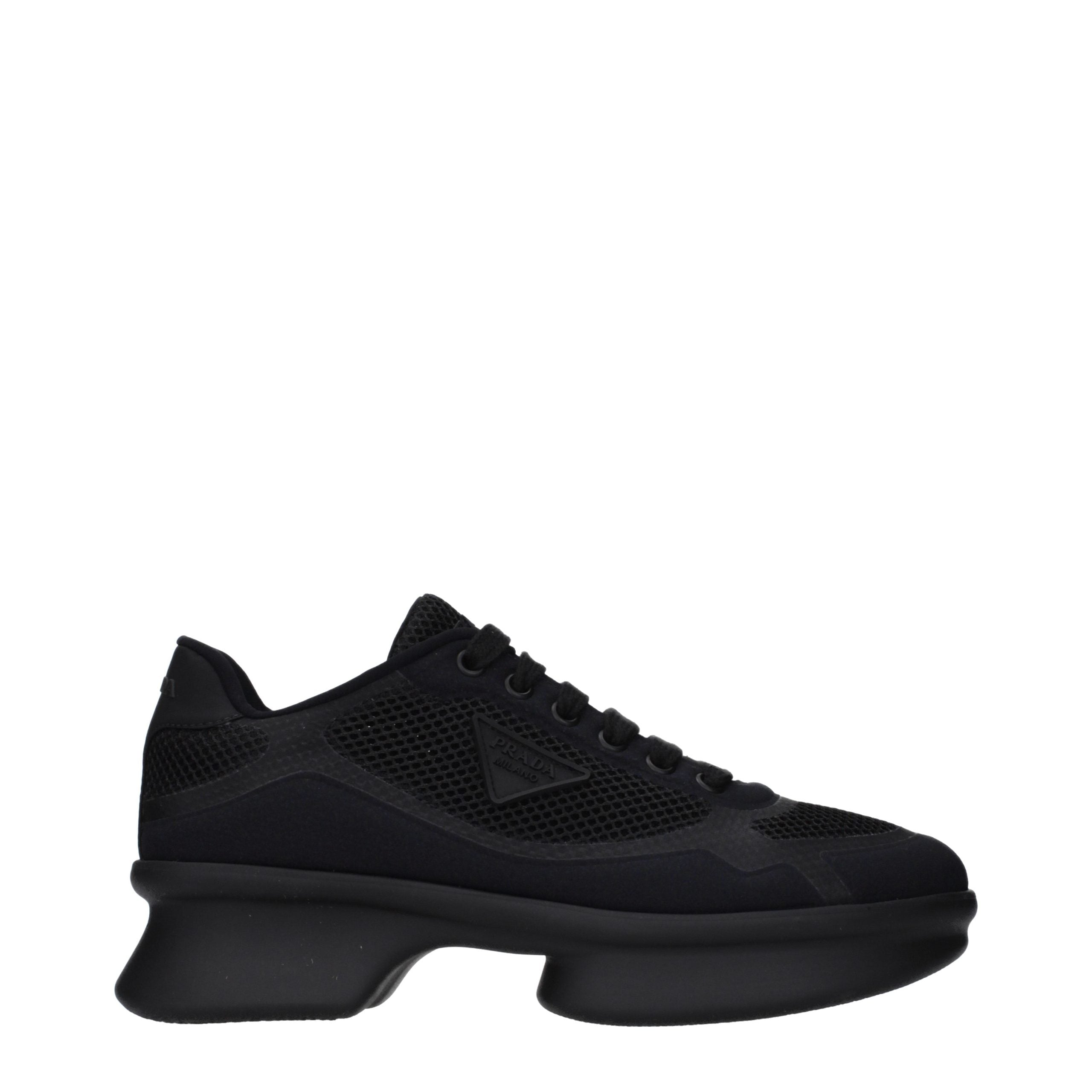 Schwarze Sneaker mit niedrigem Schaft und Logo aus Synthetik von Prada