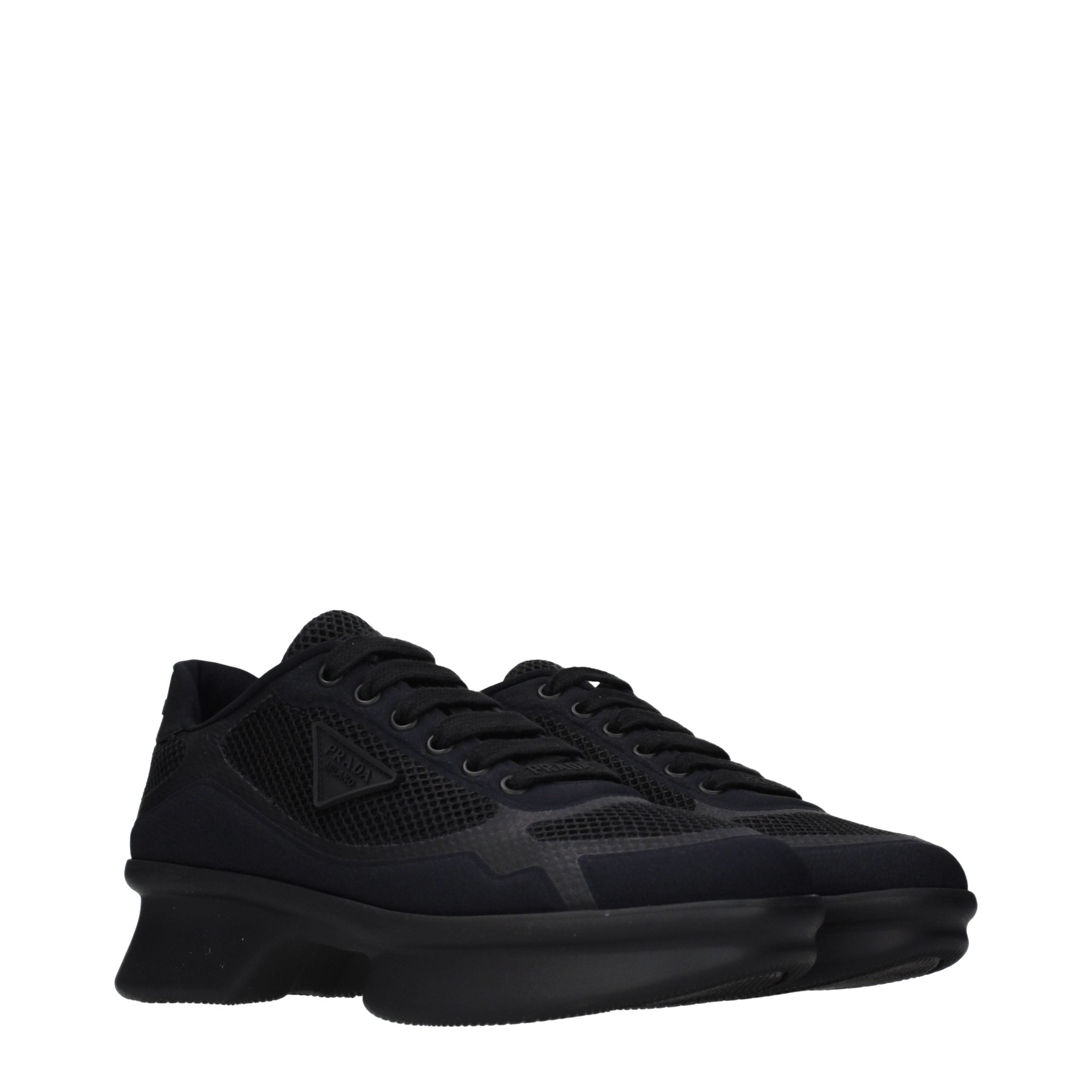 Schwarze Sneaker mit niedrigem Schaft und Logo aus Synthetik von Prada