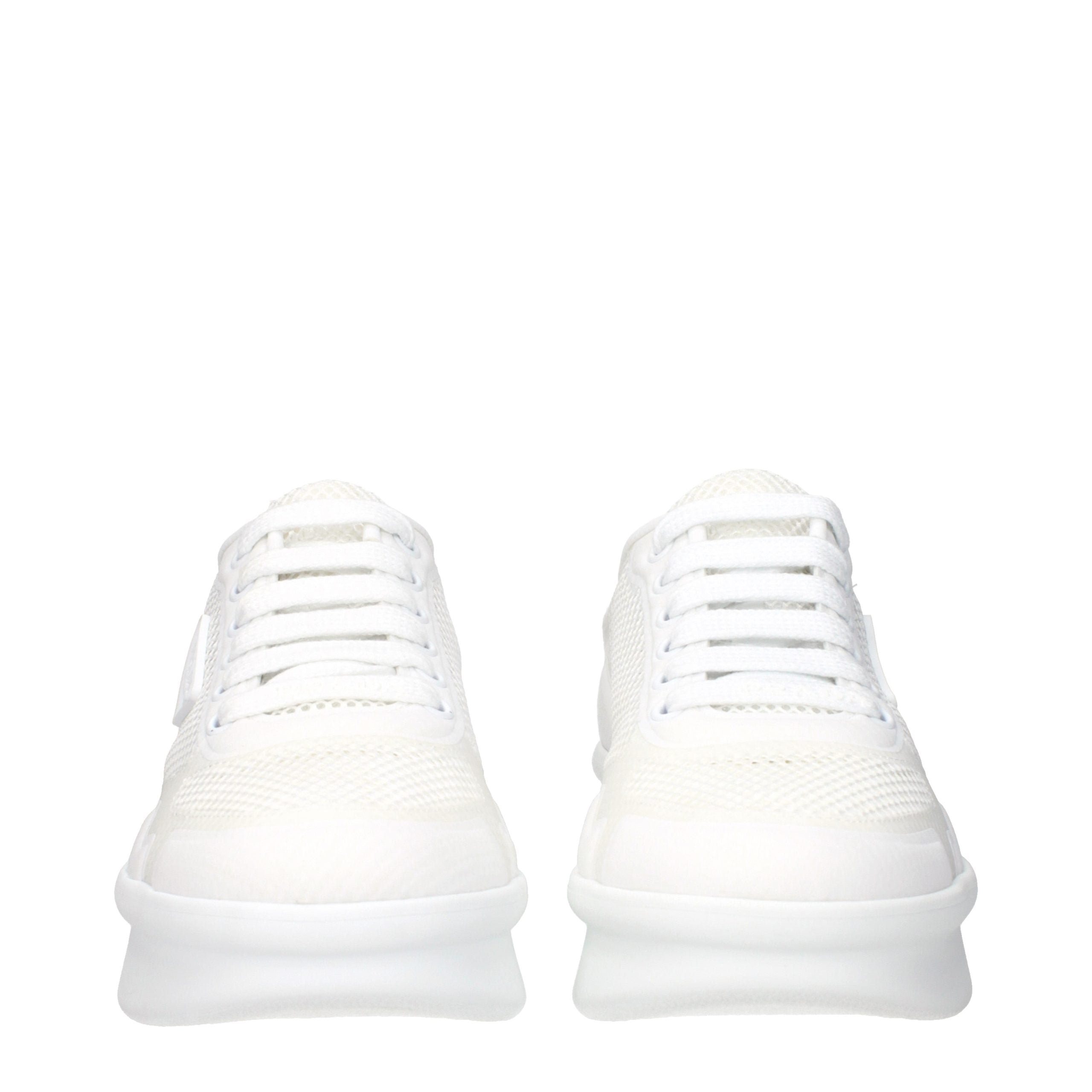 Prada White Fabric Low Top Sneakers