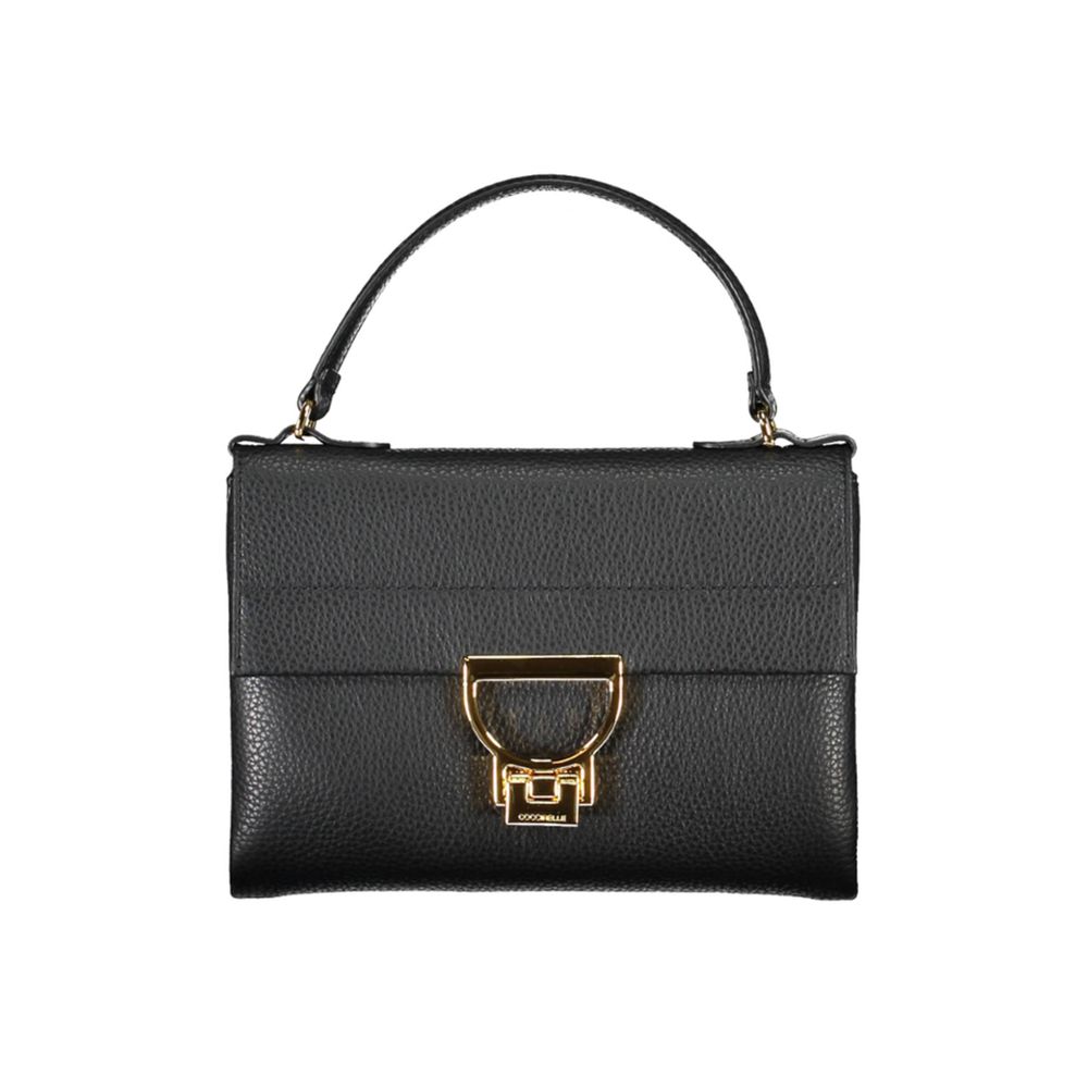 Schwarze Lederhandtasche mit Drehverschluss von Coccinelle