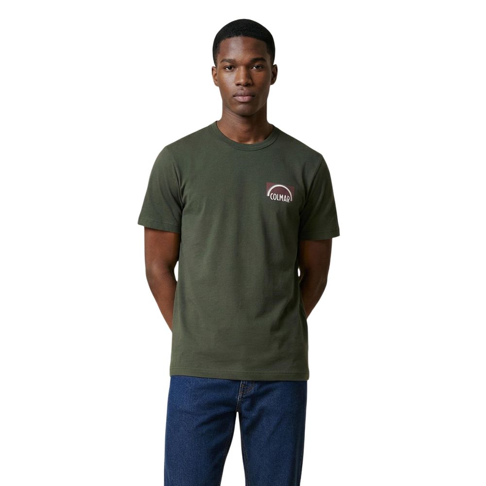 Green Cotton T-Shirt with Logo Detail