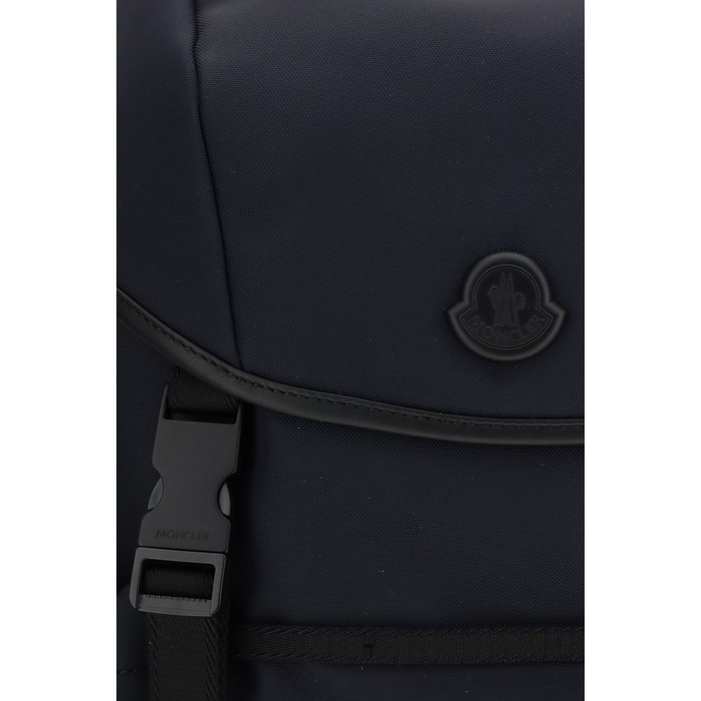 Blue Synthetic Tech Backpack with Double Buckle Closure