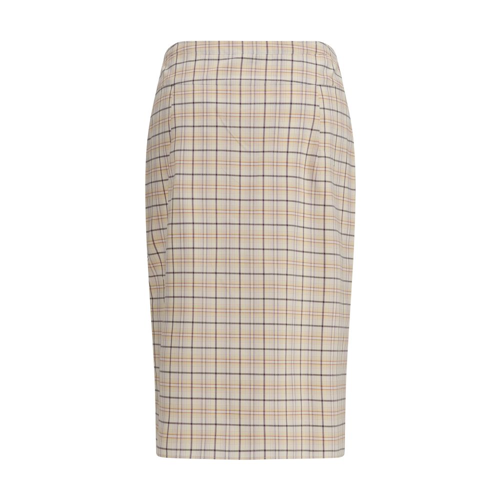 Checked Cotton Pencil Skirt with Button Closure by Prada
