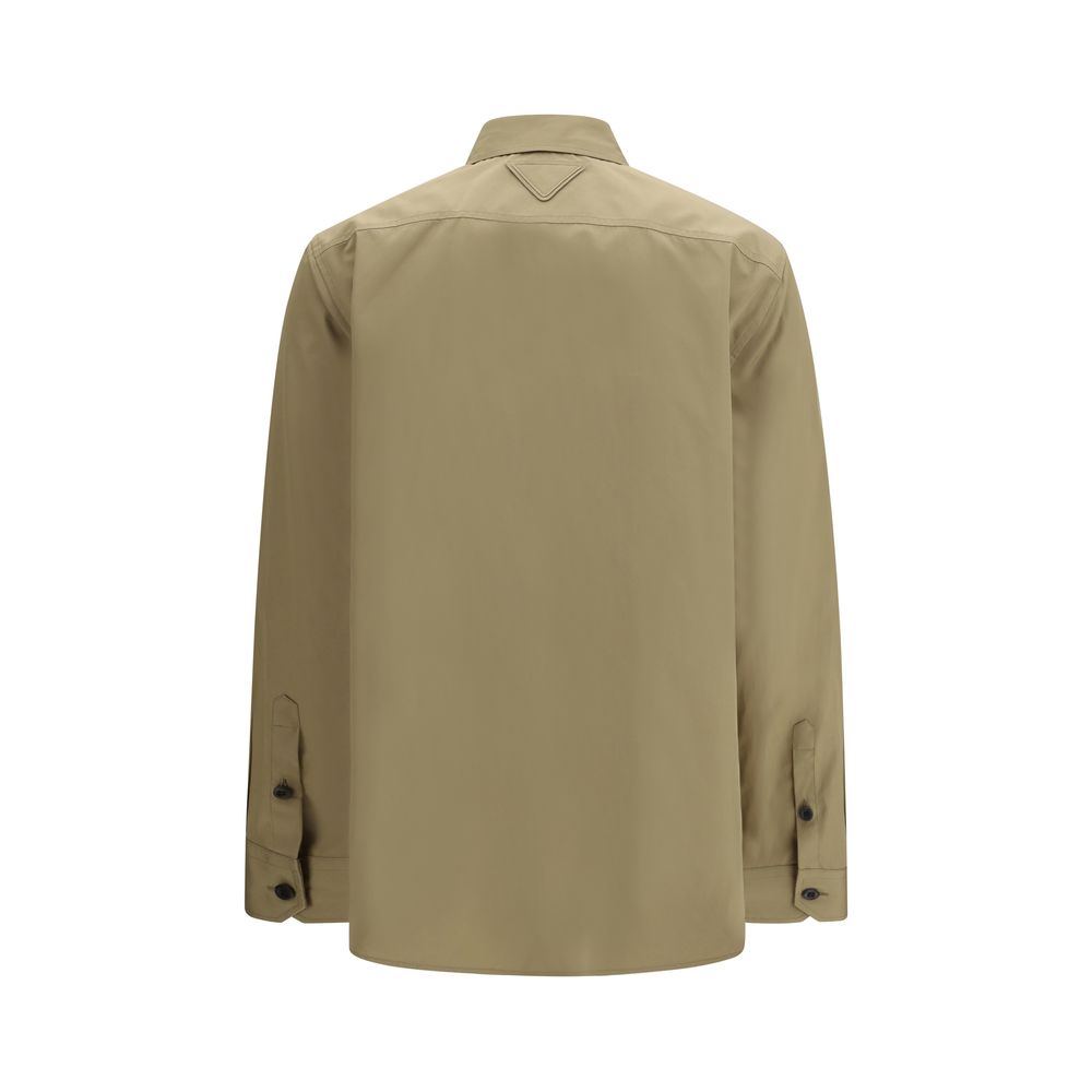 Beige Cotton Shirt with Military-Inspired Details