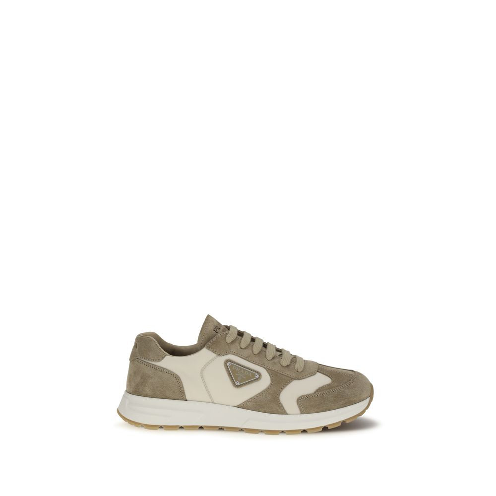 Prada Beige Calf Leather Athletic Sneakers