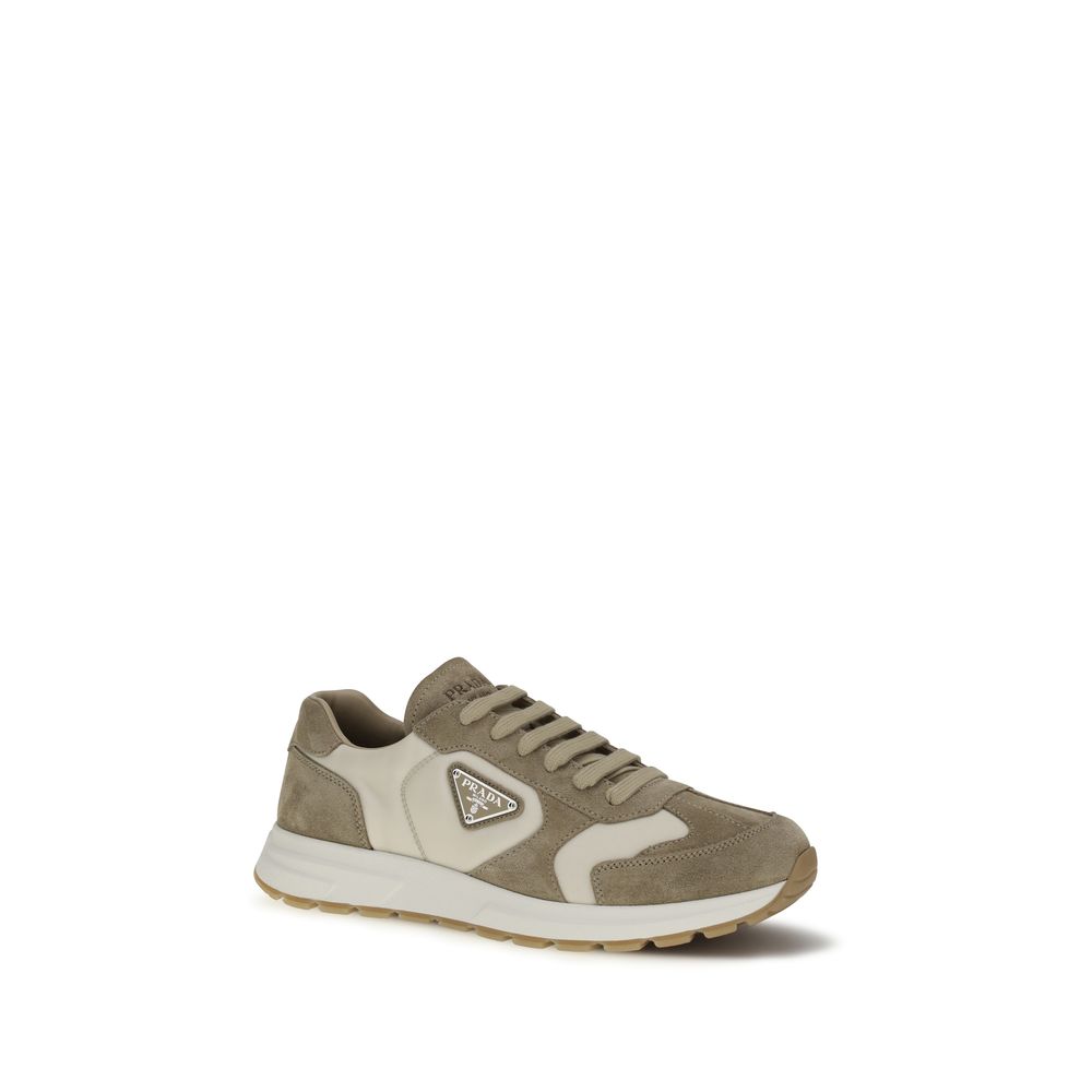 Prada Beige Calf Leather Athletic Sneakers