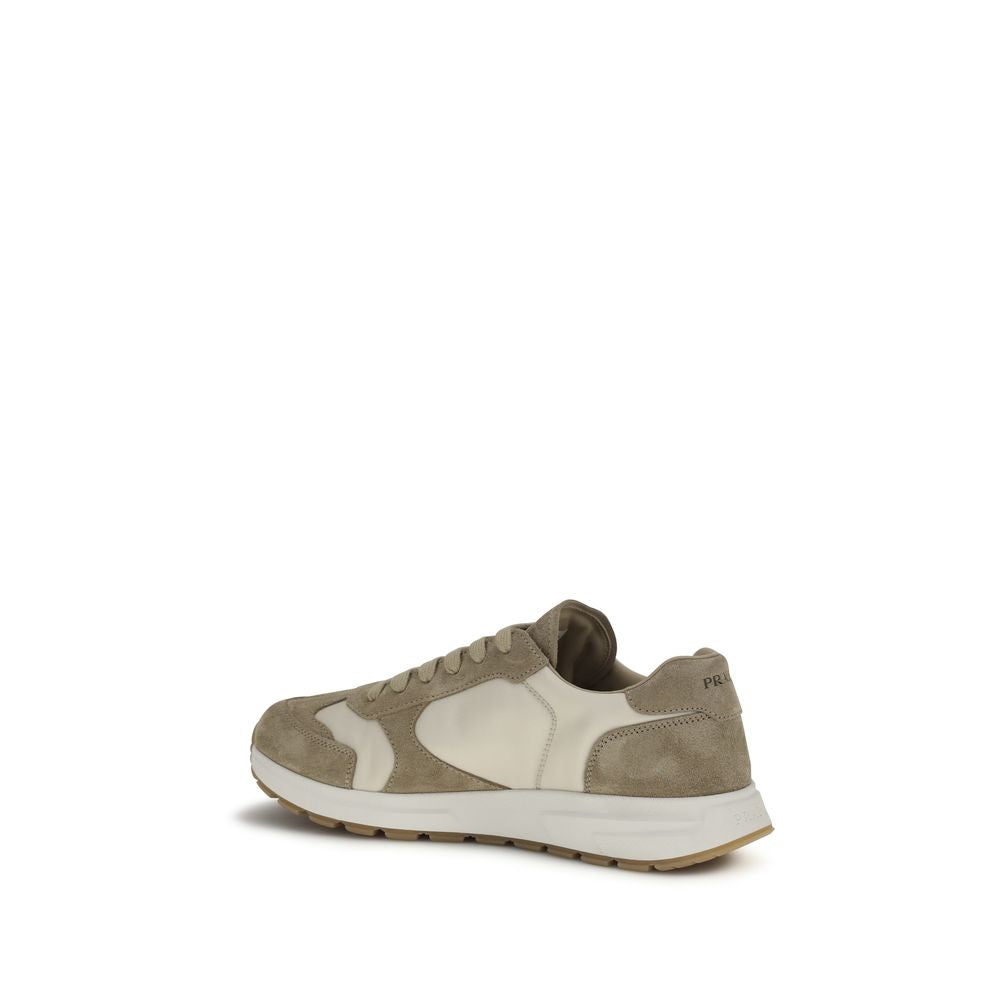 Prada Beige Calf Leather Athletic Sneakers