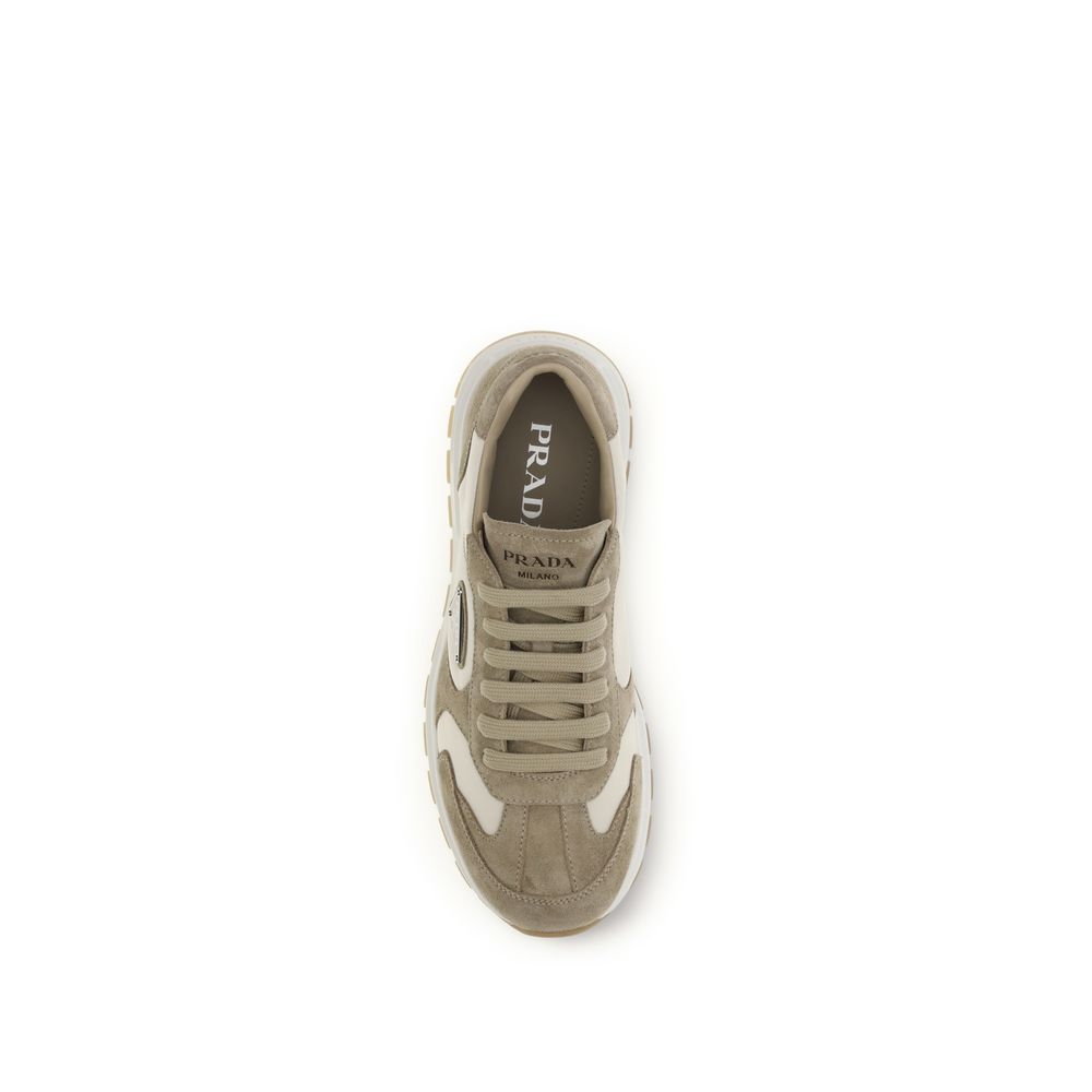 Prada Beige Calf Leather Athletic Sneakers