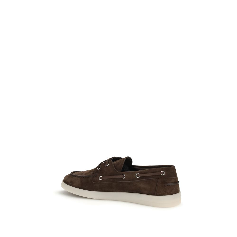 Brown Leather Suede Loafers with Rubber Sole