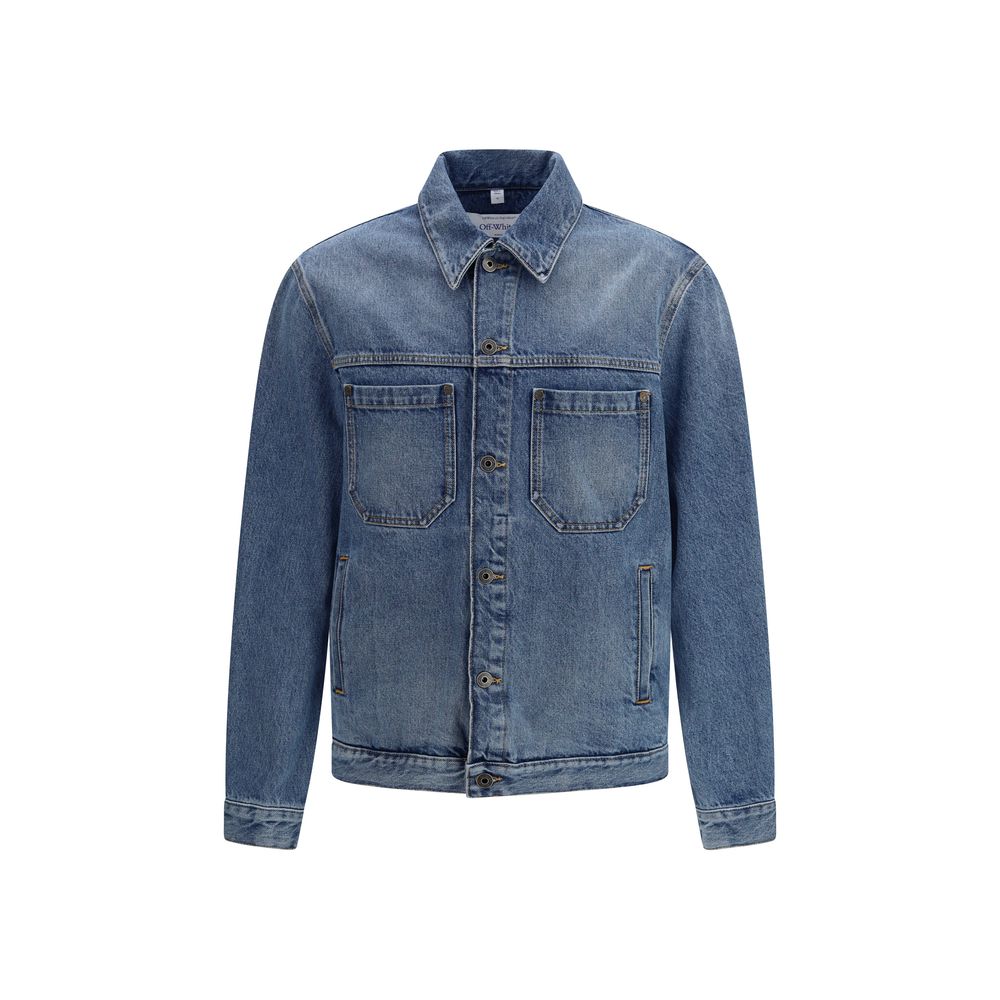 Blaue Jeansjacke aus Baumwolle mit halbem Pfeilmotiv