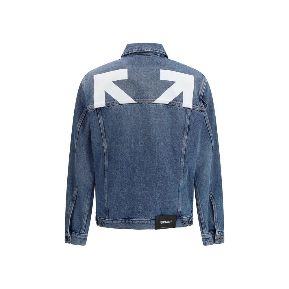 Blaue Jeansjacke aus Baumwolle mit halbem Pfeilmotiv