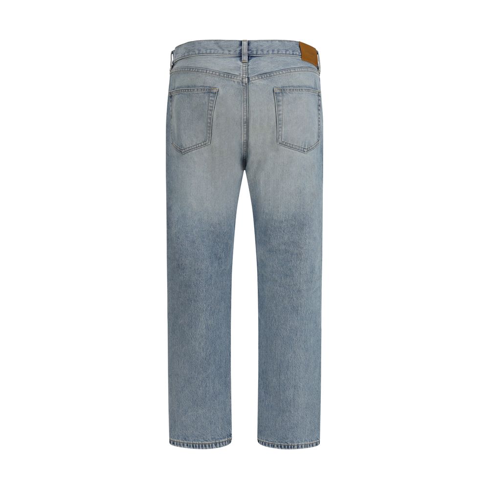 Blue Cotton Straight-Leg Jeans by Saint Laurent