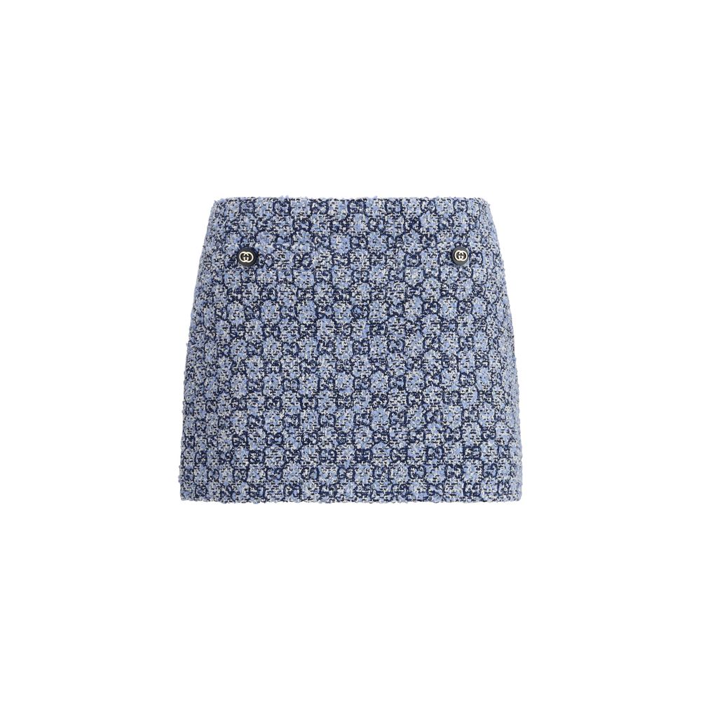 GG Tweed Mini Skirt with Belt Loops and Pockets by Gucci