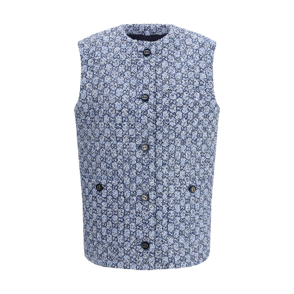 Gucci Blue Cotton Sleevelesss Jacket