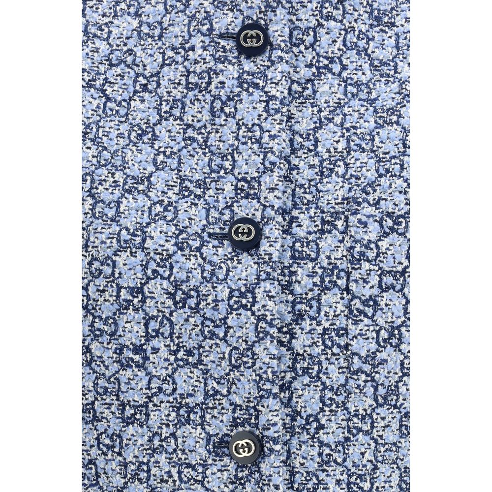 Gucci Blue Cotton Sleevelesss Jacket