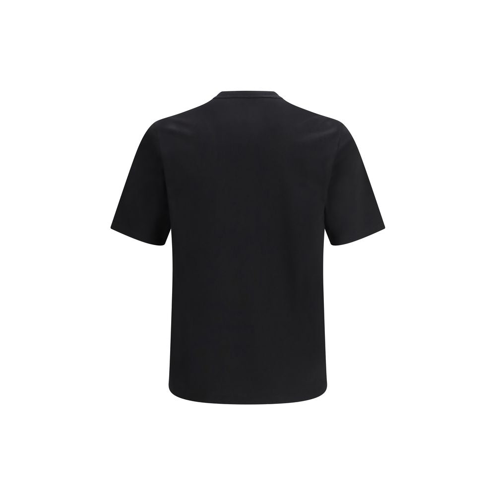 Schwarzes Baumwoll-T-Shirt mit gesticktem Logo von Saint Laurent