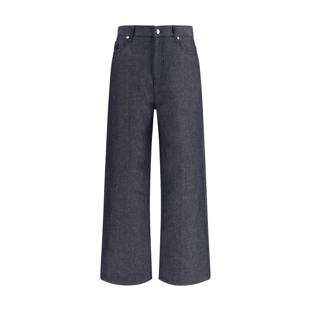 Blue Linen Relaxed Fit Denim Jeans