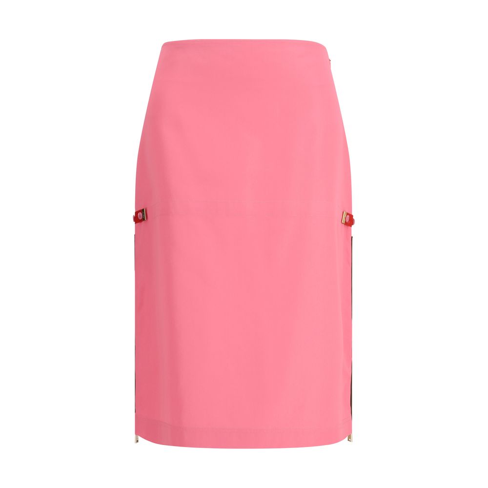 Multicolor Synthetic Midi Skirt with Zip Detail