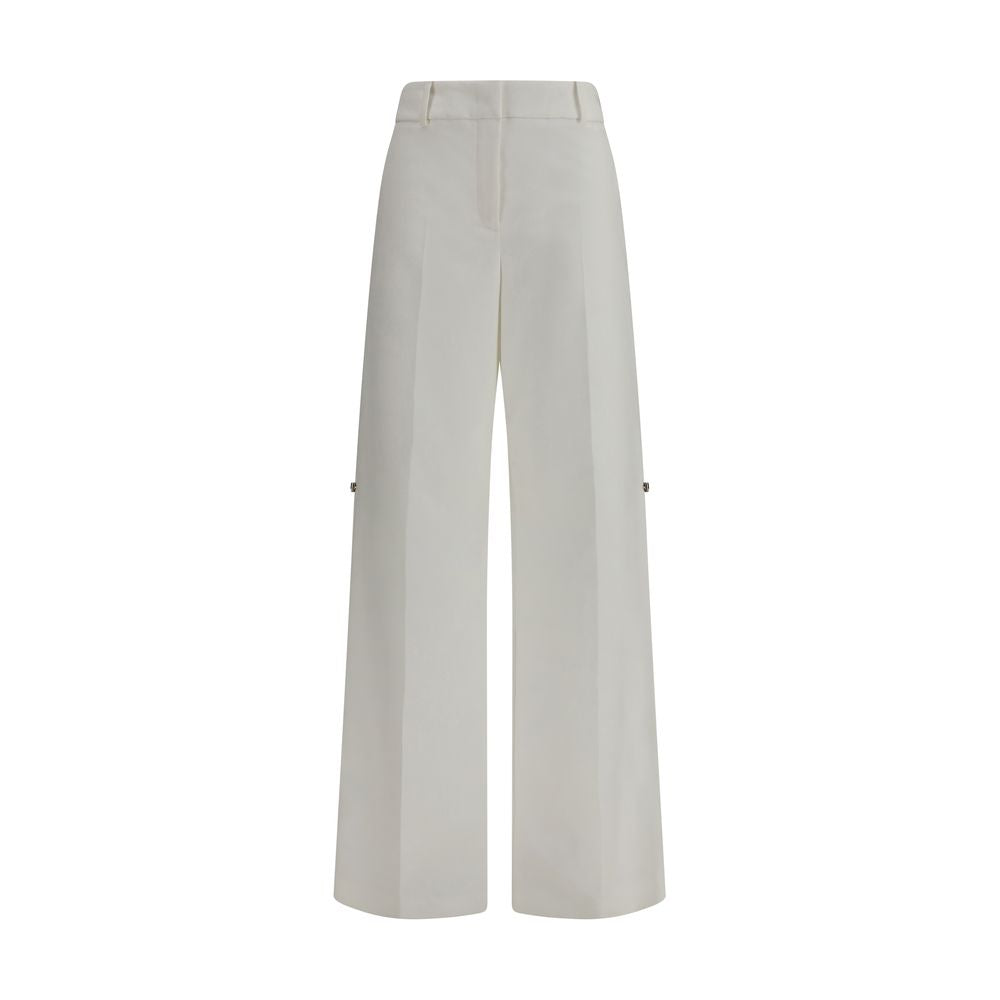 White Cotton Pants with Embroidered Logo by Fendi