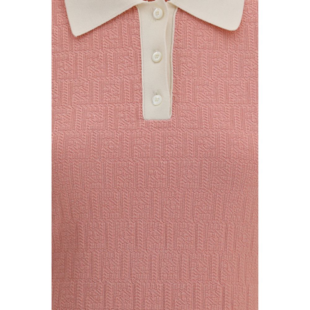 Multicolor Cotton-Silk Dress with Polo Collar