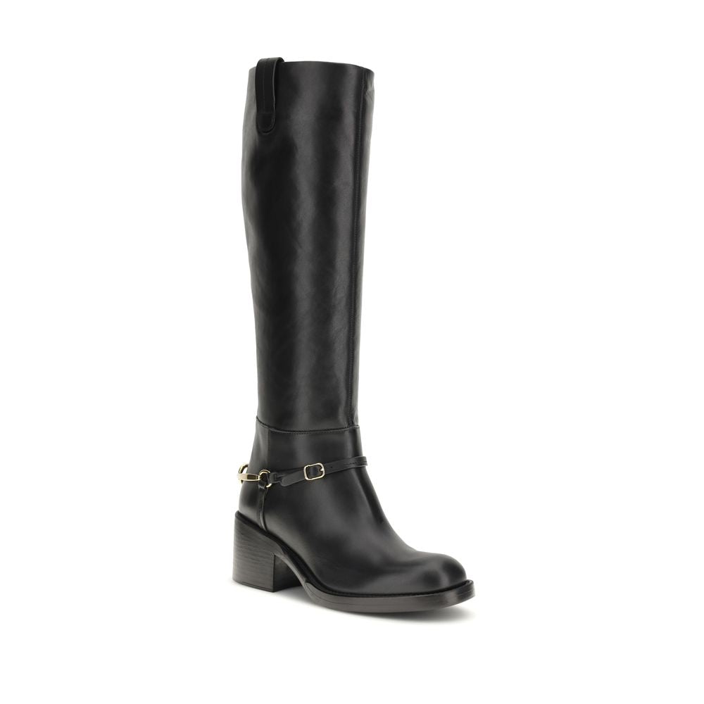 Schwarze Leder-Schnürstiefel Dakota von Chloé