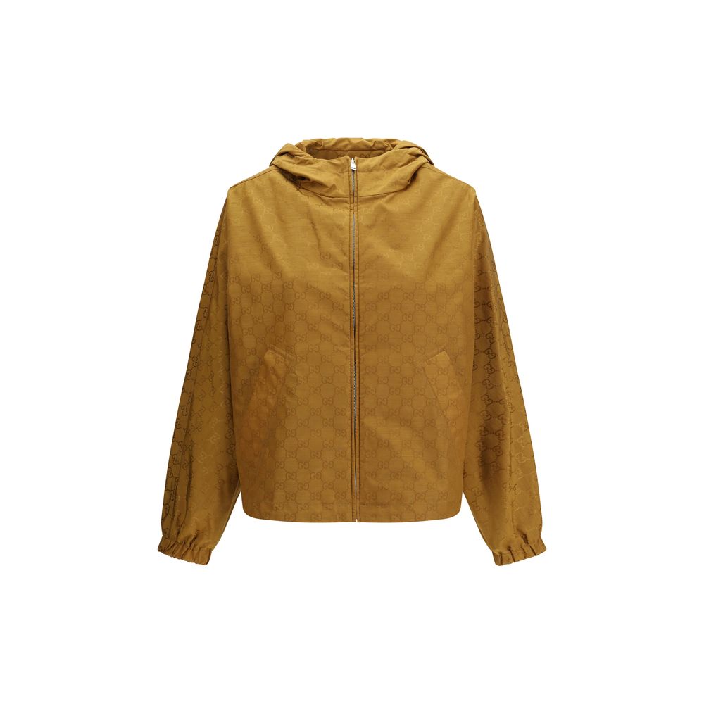 Beige Synthetik-Shelljacke mit Kapuze