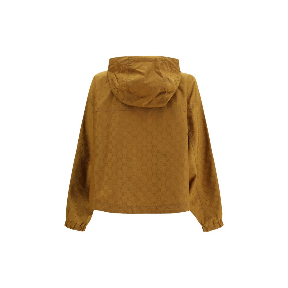 Beige Synthetik-Shelljacke mit Kapuze