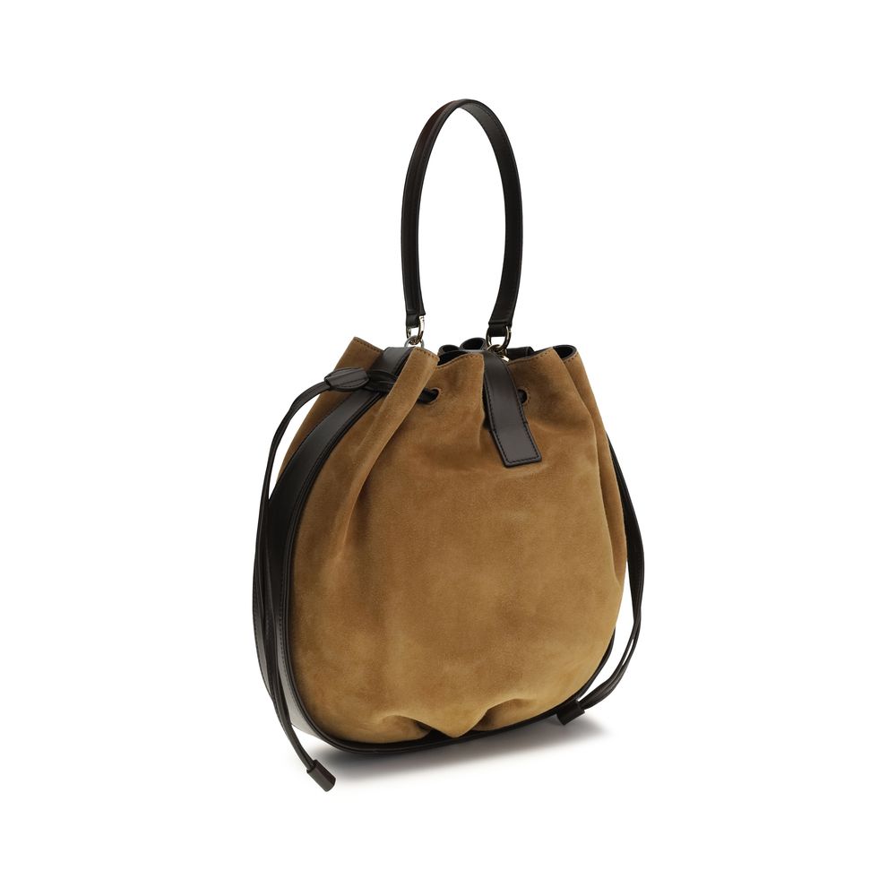 Ferragamo Brown Calf Leather Bucket Bag