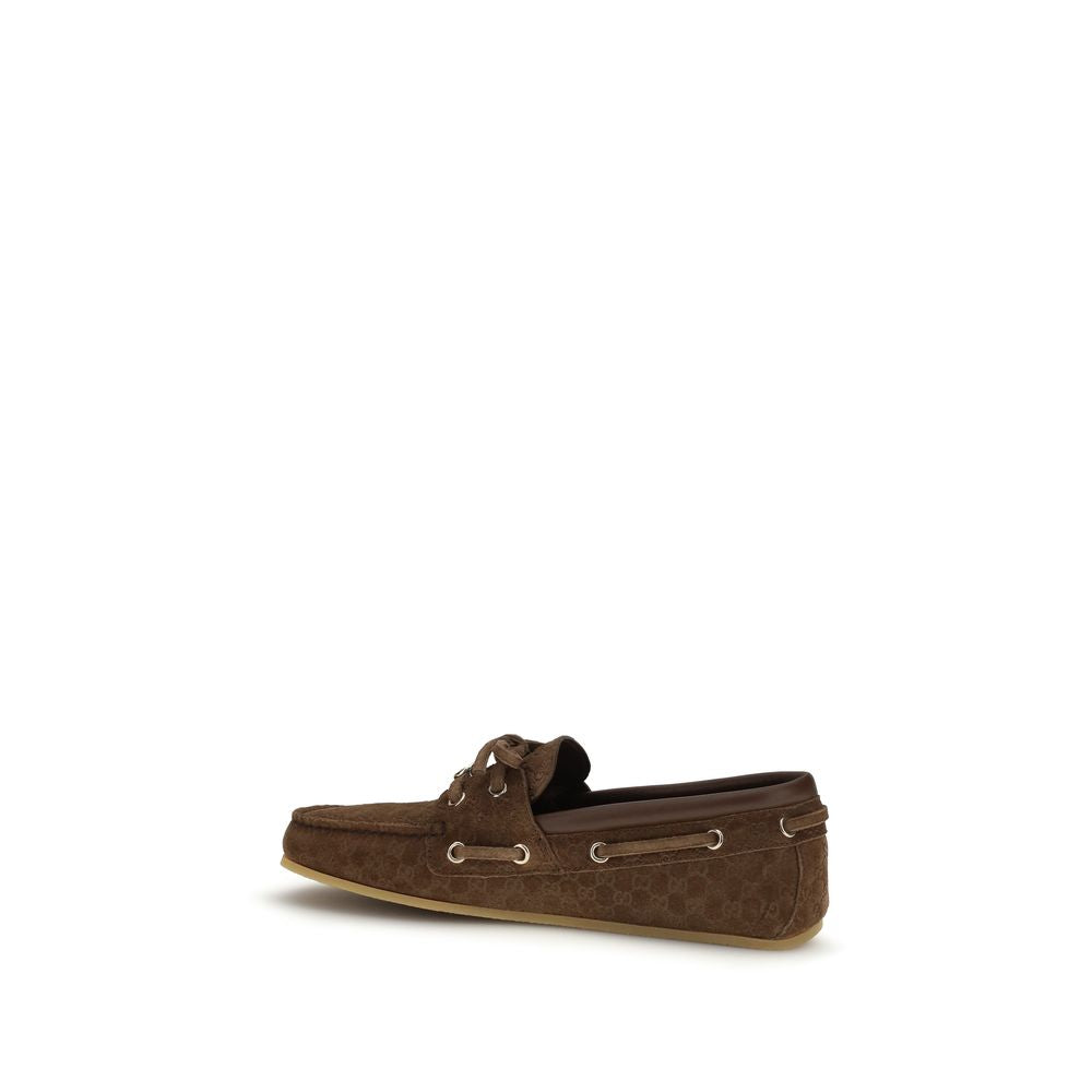 Braune Slip-On Loafer aus Leder mit Veloursleder-Details