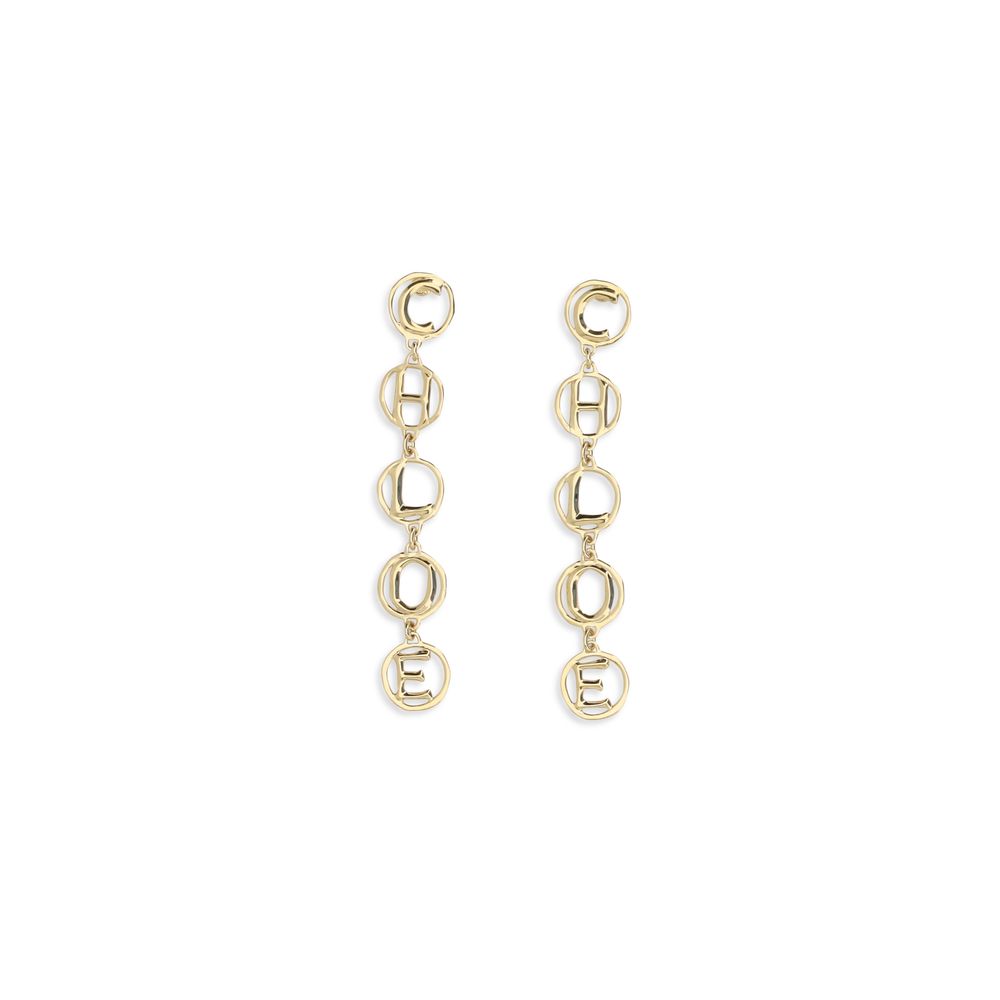 Vintage Gold Brass Script Drop Earrings