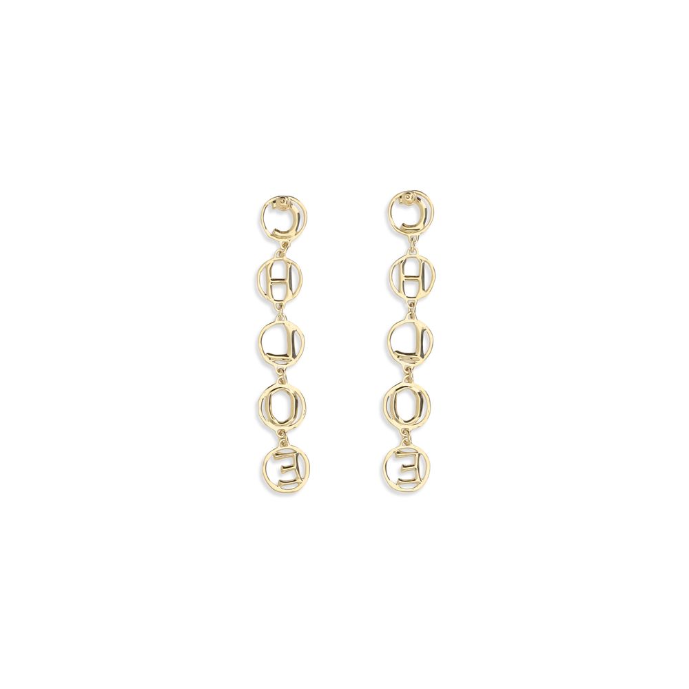 Vintage Gold Brass Script Drop Earrings