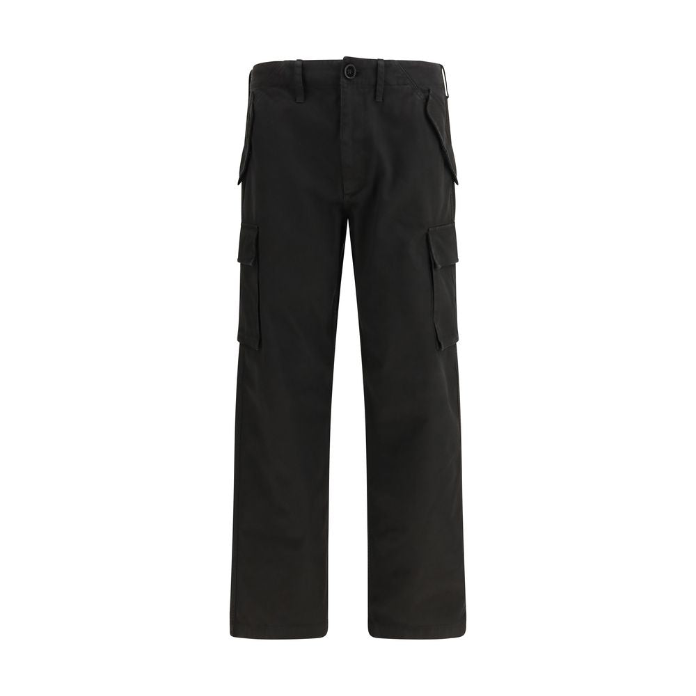 Schwarze Cargo-Hose aus Baumwolle mit verstellbaren Taillenriegeln