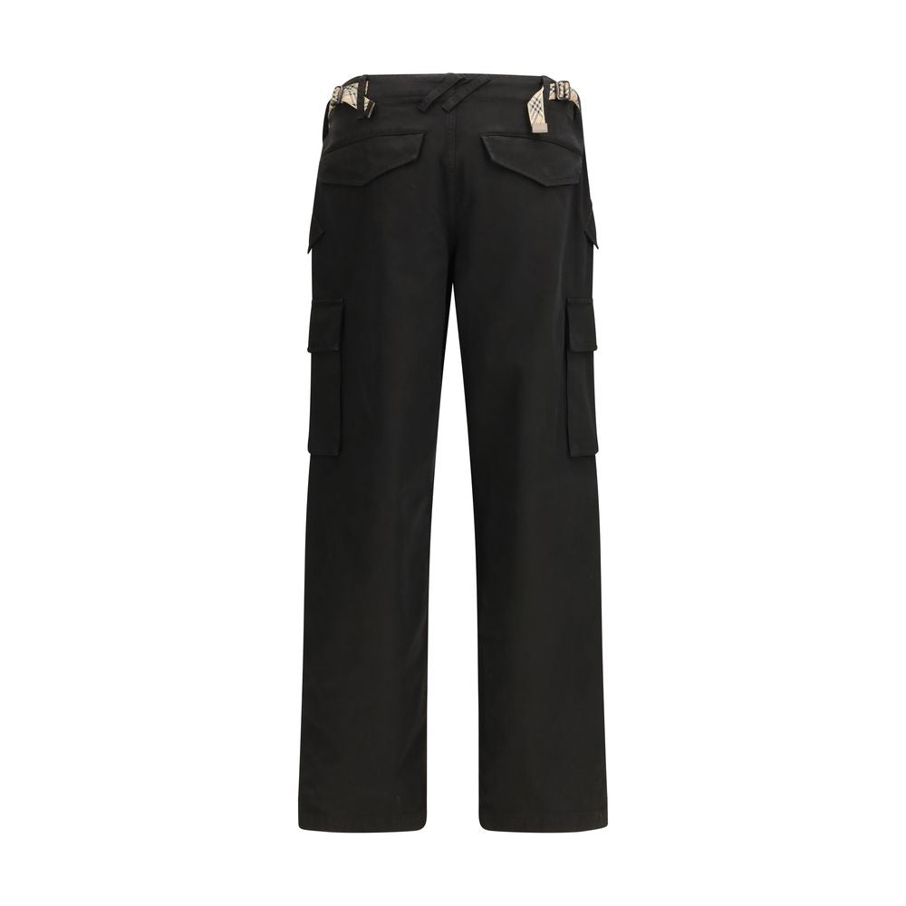 Schwarze Cargo-Hose aus Baumwolle mit verstellbaren Taillenriegeln