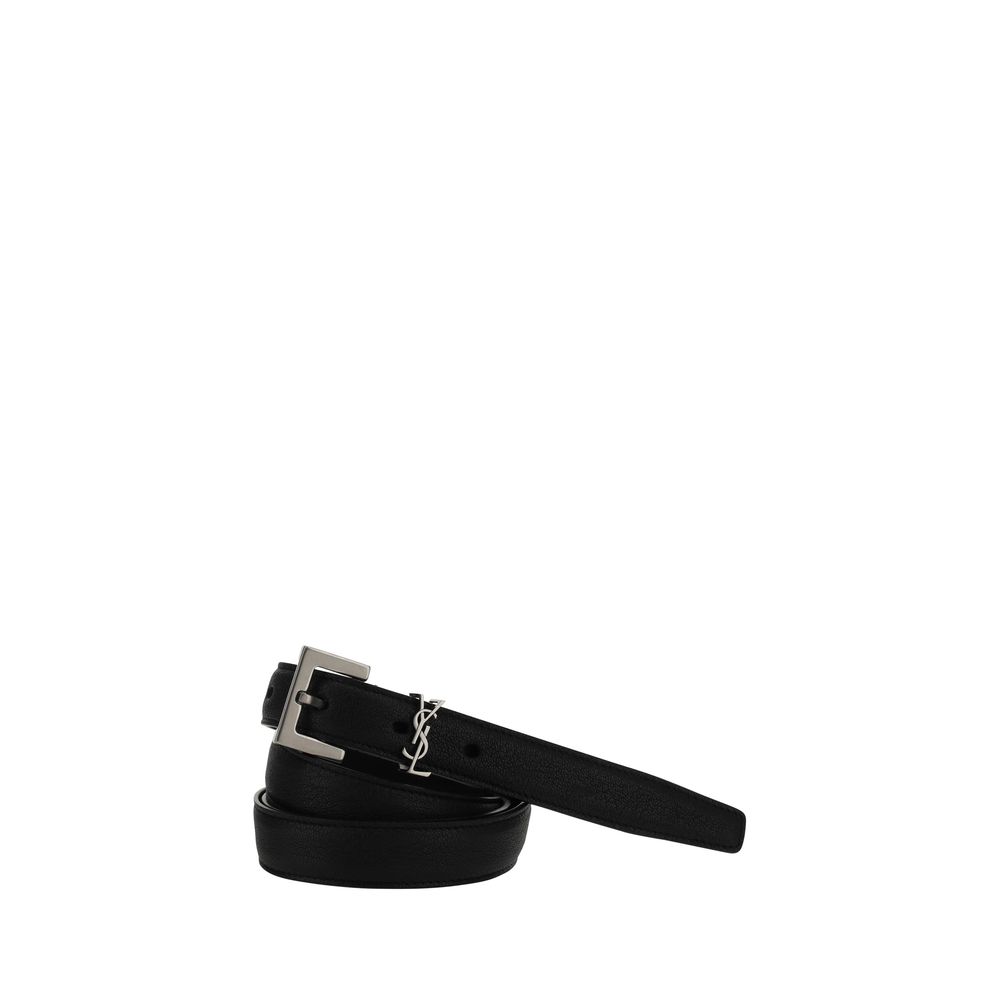Saint Laurent Black Lamb Thin Belt