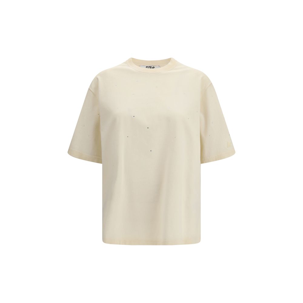 Beige Cotton T-Shirt with Star Logo