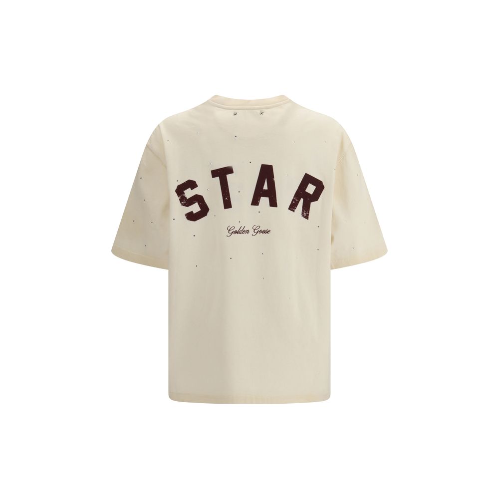 Beige Cotton T-Shirt with Star Logo