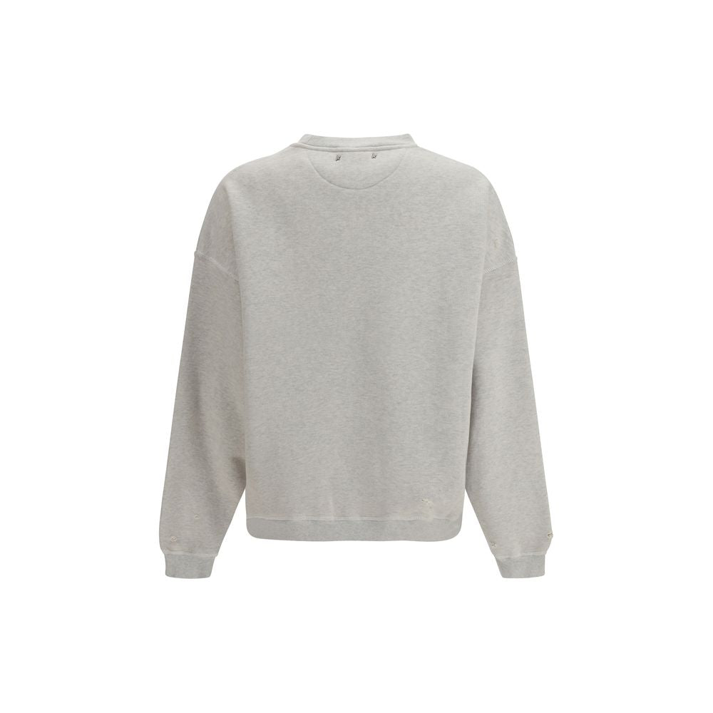 Gray Cotton Crewneck Sweatshirt with Logo