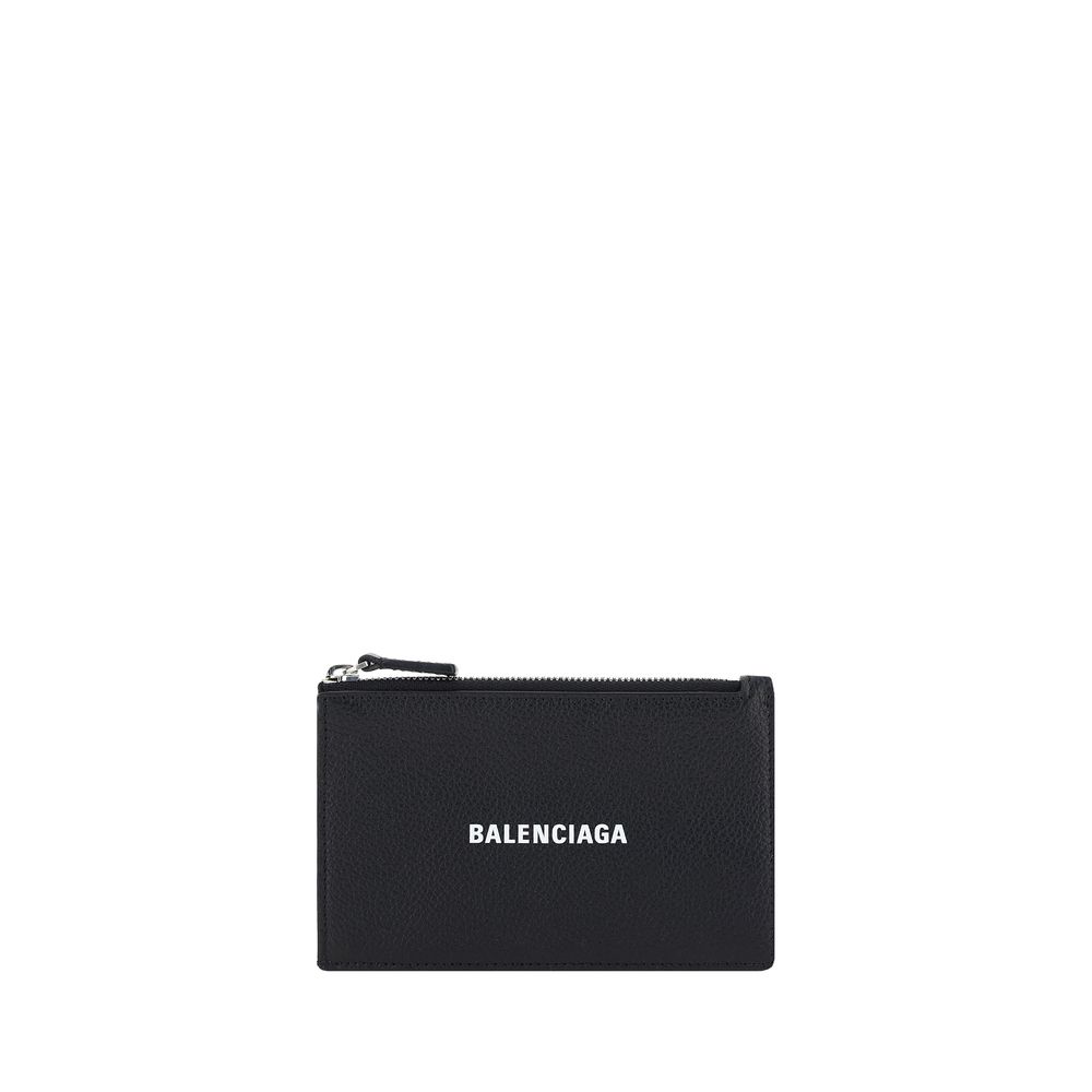 Schwarze Ledergeldbörse mit ikonischem Monogramm von Balenciaga