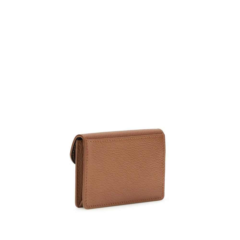 Brown Leather Wallet with Gancini Clasp