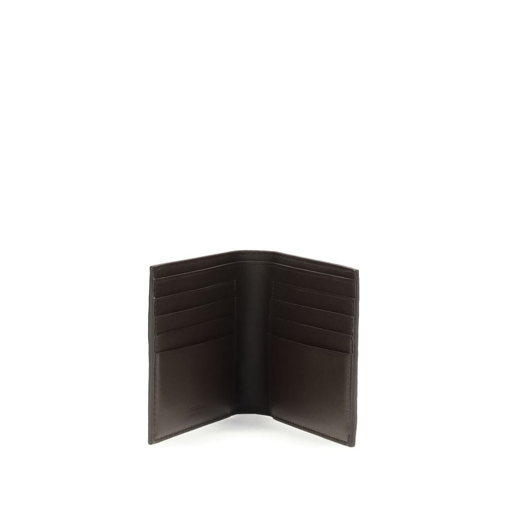 Brown Leather Wallet with Gancini Detail
