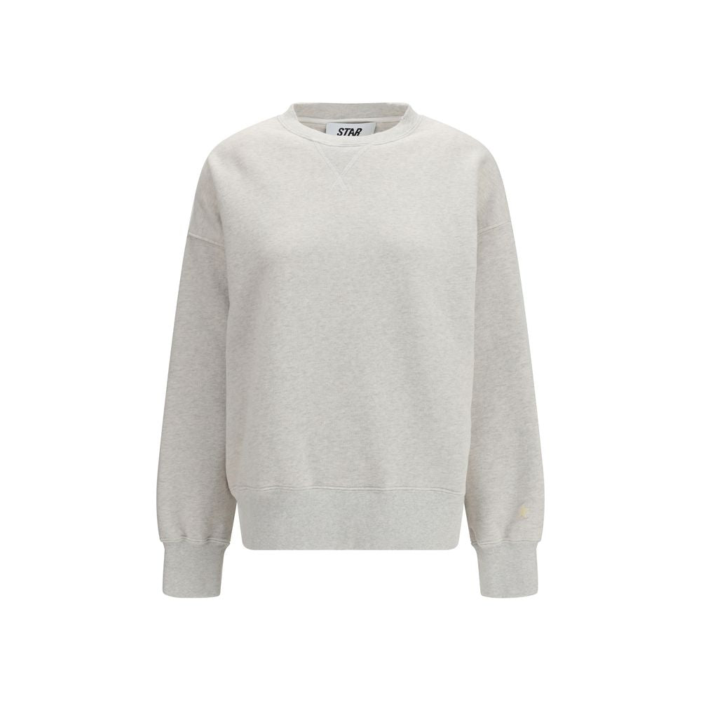 Gray Cotton Sweatshirt with Crystal Embroidery